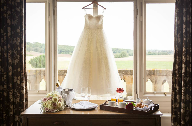 Wedding ceremony setup at Walton Hall